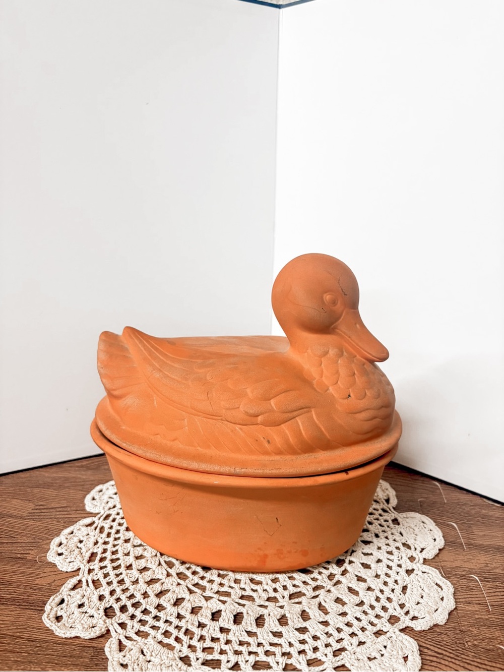 Vintage Terracotta Duck Covered Casserole Dish